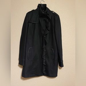 Tahari wool coat with ruffle detailing